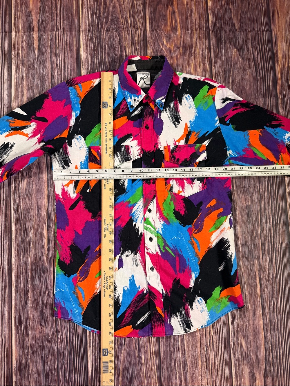 Vintage Roper multicolored neon "brushstroke" long sleeve western button down - Picture 6 of 8